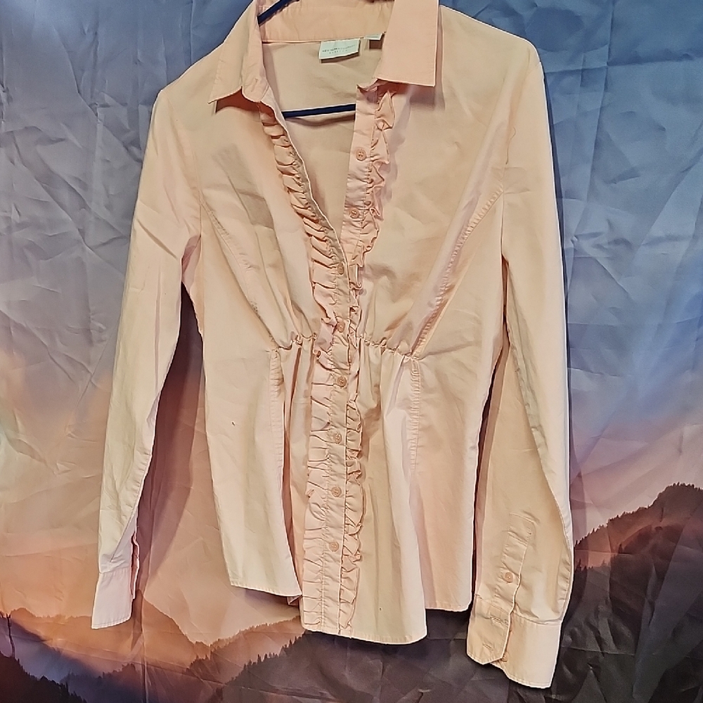 3/$12.00 NYC Peach Ruffle Button Down Shirt
